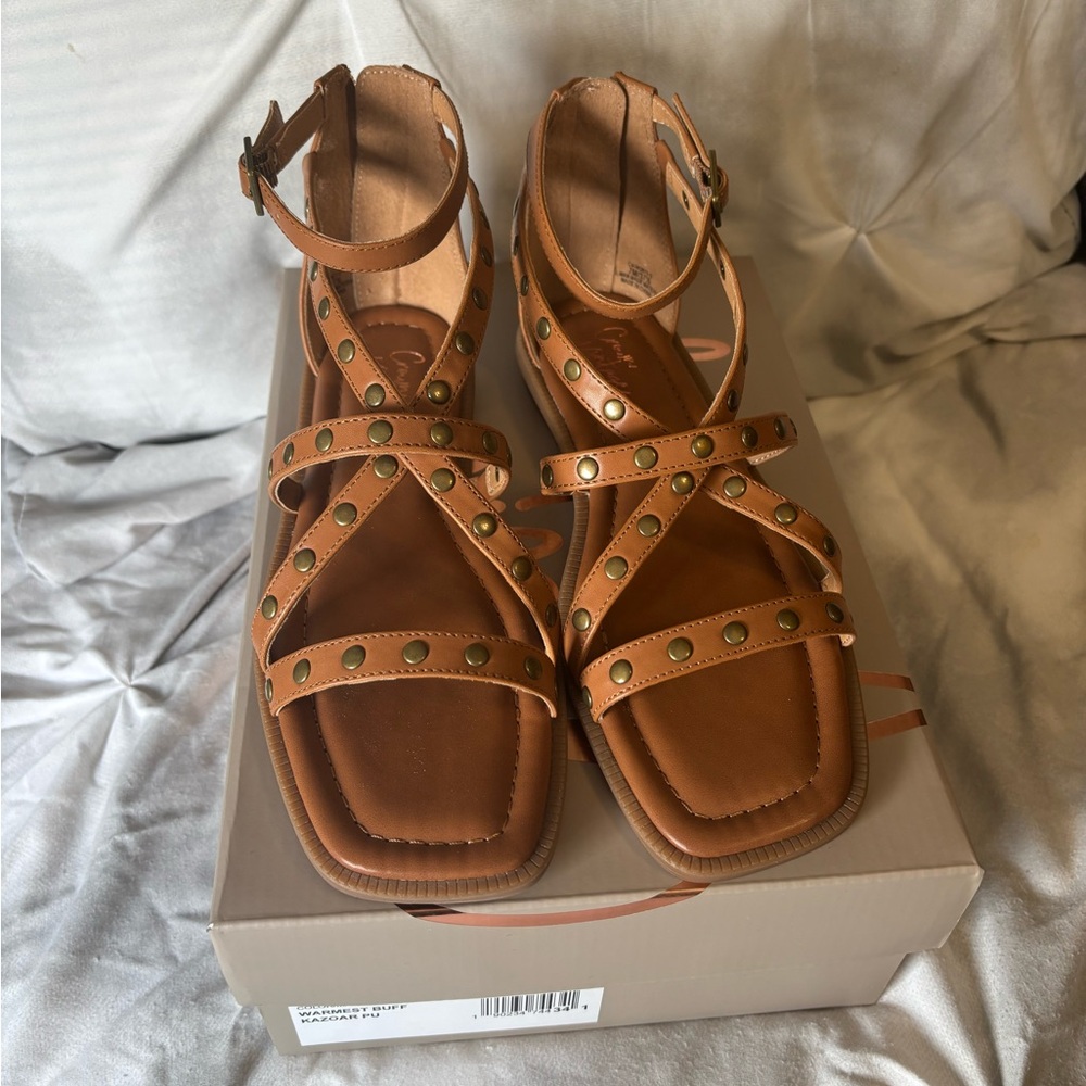 Brown Studded Sandals